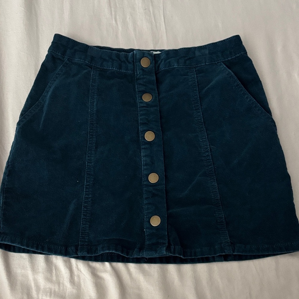 Altar'd State Dark Blue Corduroy A-Line Skirt